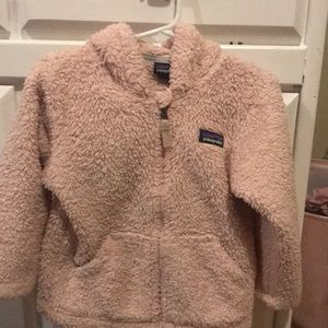 Pink Patagonia fuzzy zip up.